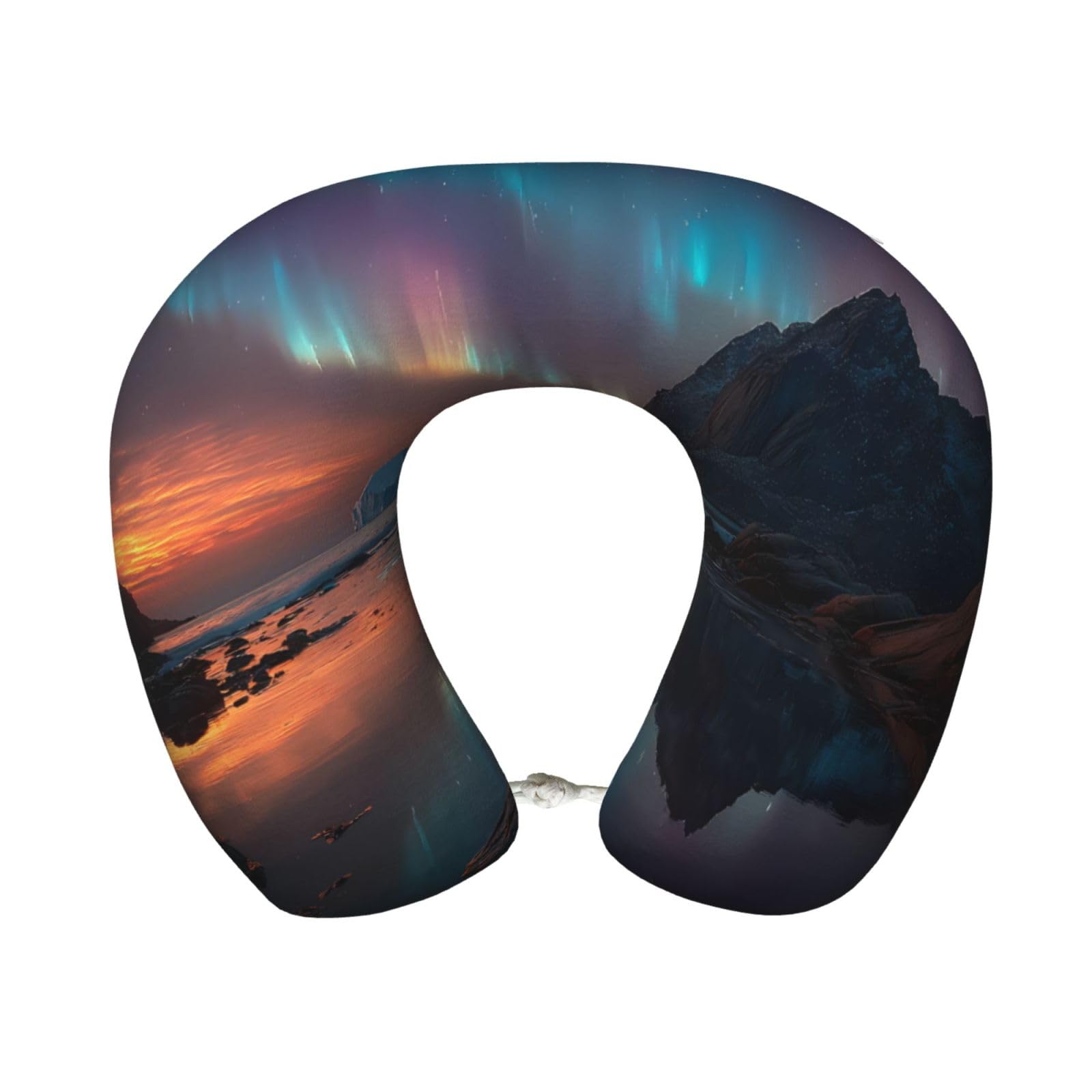 BOAIHH Snow Mountain Aurora Memory Foam Travel Pillow for Soft Comfort Fits Snugly for Naps Office, and Airplane Use