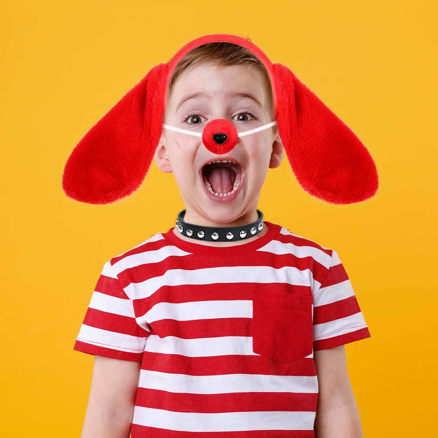 5Pcs Red Dog Book Character Costume Accessories Set Including Dog Ears Headband Nose Tail Gloves for World Book Day Cosplay Party Supplies - Image 7