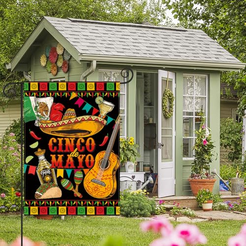 Drapeau de jardin Cinco de Mayo double face 30,5x45,7 cm résistant aux intempéries - 5