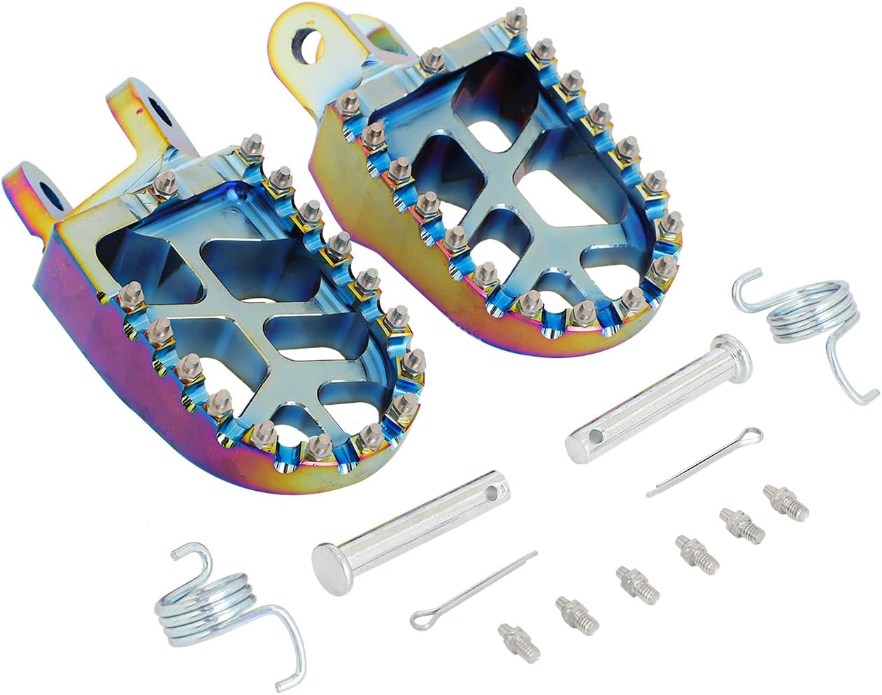 Motorcycle Foot Pegs Pedal Footpegs Rest For CR80R/RB, CR85R/RB, XR250R/400R/650L/650R, CRF230L/1000L, KLX250/250R/250S/300R, KLR650 And More Dirt Bikes, AURORA BLUE