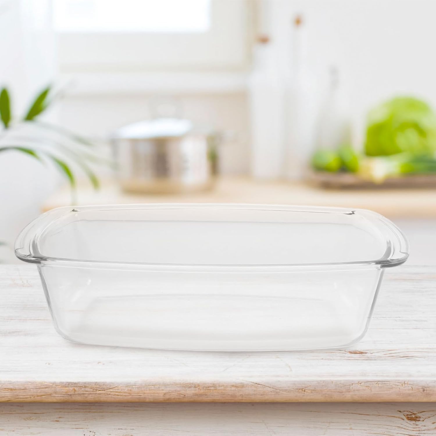 Garneck Rectangular Glass Baking Pan Non-stick Oven Dish for Cheesecake Bread Casseroles Easy Clean Surface Even Heat Distribution Versatile Serving Tray for Home Bakers