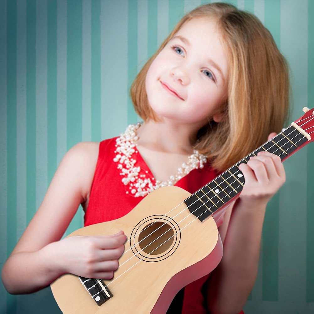 POENVFPO Ukulele da 21 Pollici, Tiglio, Corda in Nylon (Legno naturale) | Design a 12 tasti, per bambini principianti, scelta casuale inclusa, ispira talenti musicali
