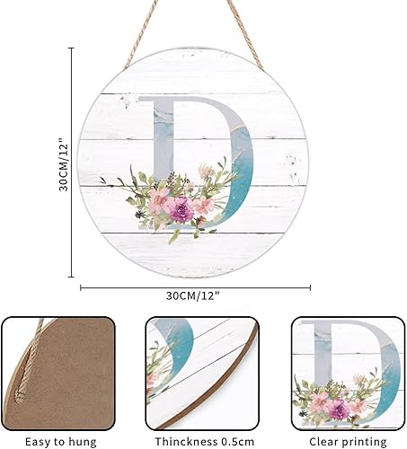 Vista 85 de Welcome Sign Front Decor Initial Letter B Round Wood Sign Monogram Purple Floral Wooden Plaque Blossom Floral 10in Country Wood Hanging Signs for