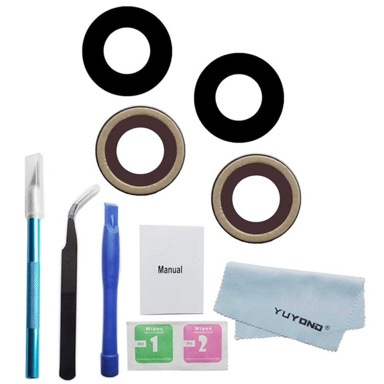 2pcs OEM Original Rear Back Camera Glass Lens Replacemt for iPhone XR with Adhesive Pre-Installed and Repair Tools Kit