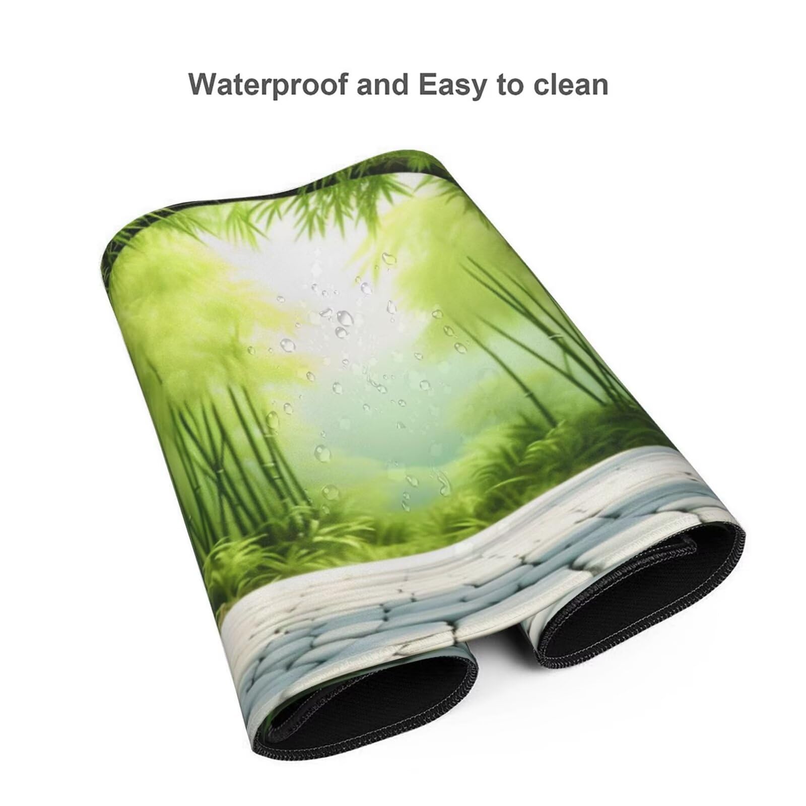 Zielona podkładka pod mysz do gier XXL 1200 x 600 mm, podkładka pod mysz dla graczy w lesie bambusowym podkładka pod mysz XXL z wodoodporną i antypoślizgową gumą, szyte krawędzie do biura, pod biurko