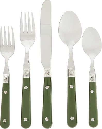 Miniatura 4 de Ginkgo International Le Prix - Juego de cubiertos de acero inoxidable 5 piezas color rojo Milano servicio para 1