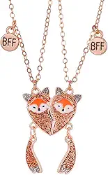 Colar Duplo Melhores Amigas Sempre Best Friend Forever Amizade Raposa Bff Metades Par