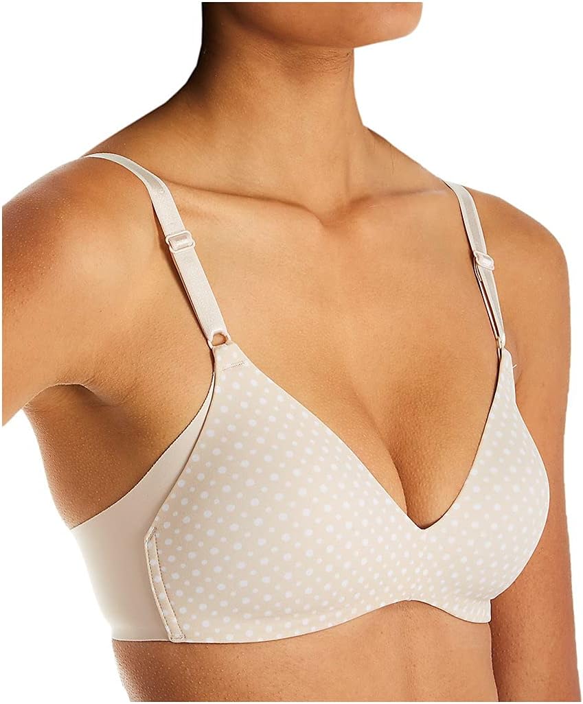 Warner's Women's No Side Effects Wire-Free Bra, 1056, Butterscotch/Dot Print, 36B