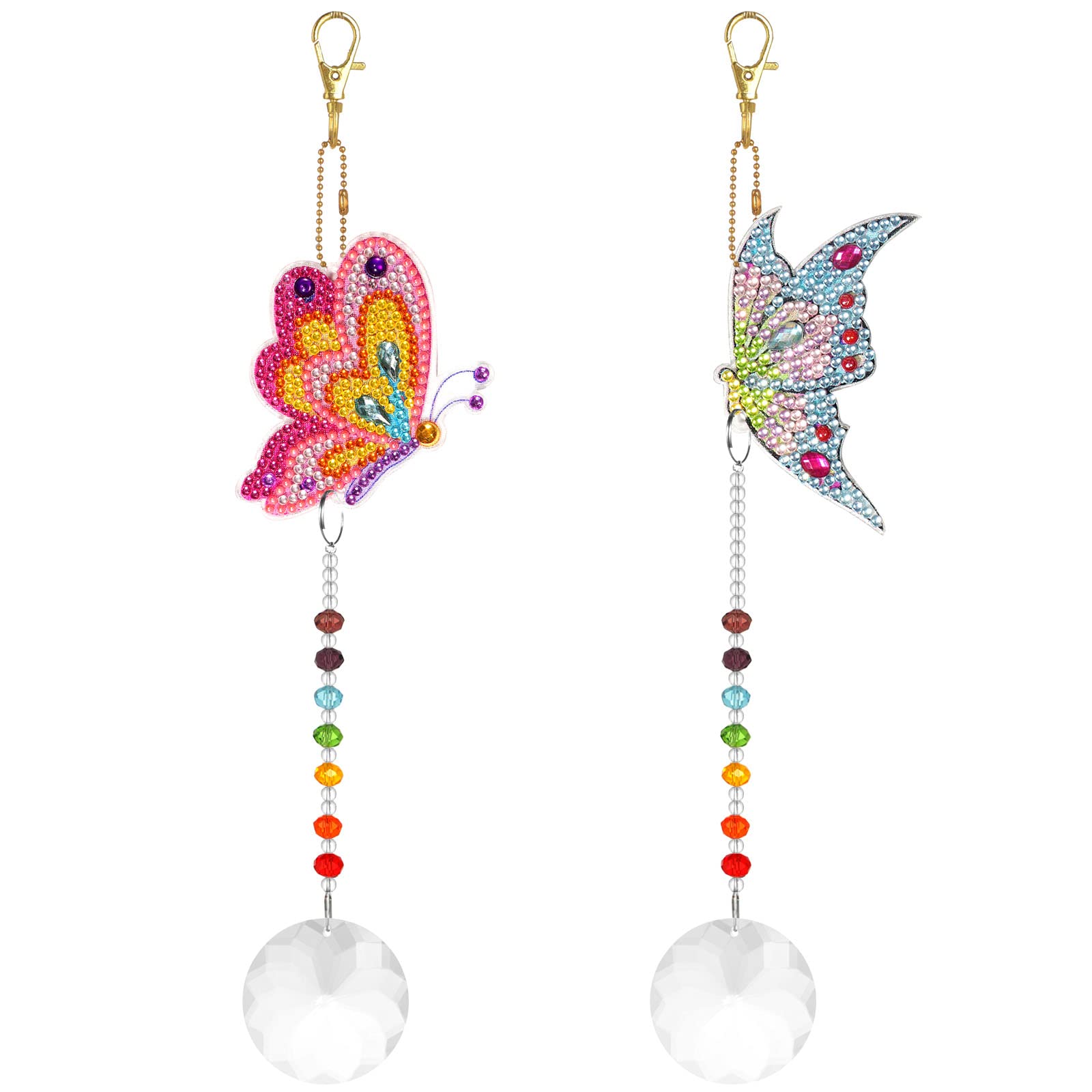 TOKIISHE 2 Pcs Sun catchers for Windows Crystals Pendant, 5D Diamond DIY Butterfly Ornaments Rhinestones Painting With Crystals for Garden Hanging Decoration