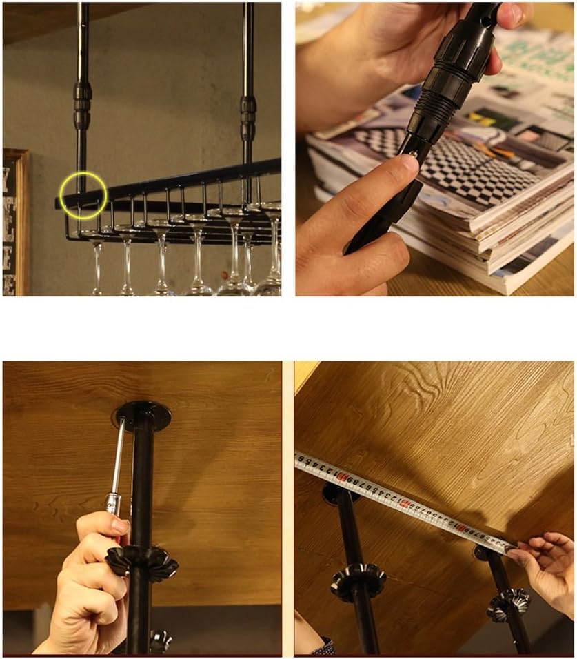 Mueble para colgar copas estante de techo negro expositor de cristalería 7