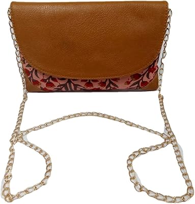 India Meets India Christmas Baby Pink Upcycled Cloth Clutch with Detachable Chain for Women 8.5x5.5 Handmade