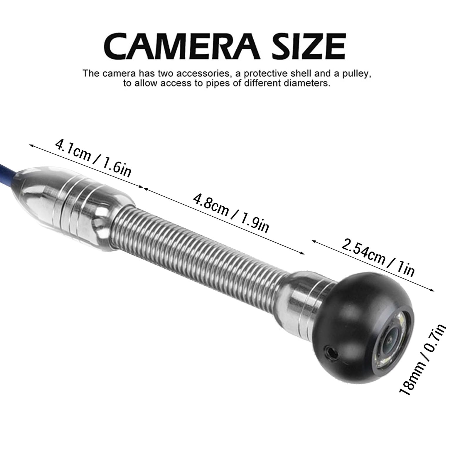 Telecamera per Ispezione Fognature di Ispezione Tubi Ultra HD da 18 Mm 1080P per Proprietari di Case e Professionisti, Impermeabile con Registratore DVR