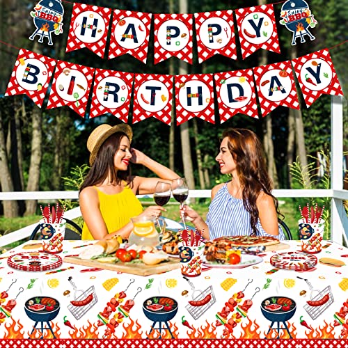 Image of 3 Pcs BBQ Disposable Tablecloths, Hamburger Theme Rectangle Tablecloth, Decoration Tablecloths Party Supplies for Outdoor Parties