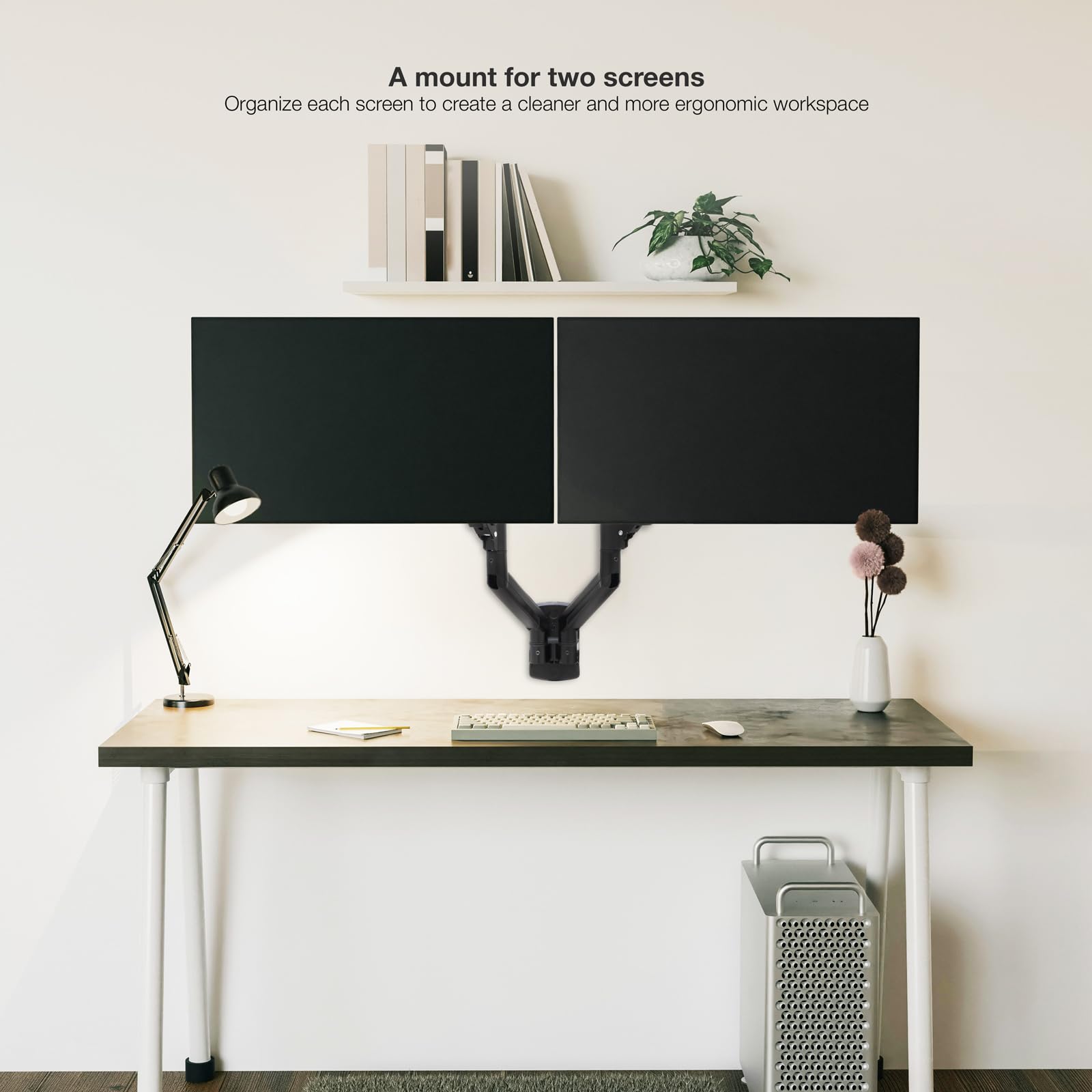 TOOQ LP1434TNR-B Wandhalterung für 2 Monitore 13-34 Zoll, Schwarz