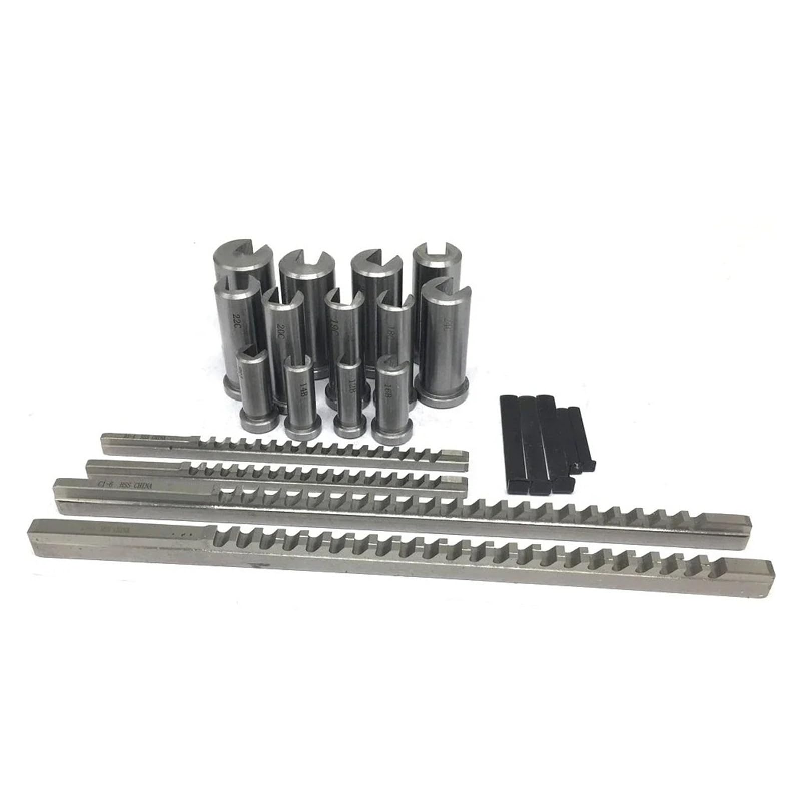 Kit de 22 brochas de chavetero de 4 mm, 5 mm, 6 mm y 8 mm de empuje, 13 casquillos y 5 calzas for mecanizado de metales CNC. Resistencia al calor