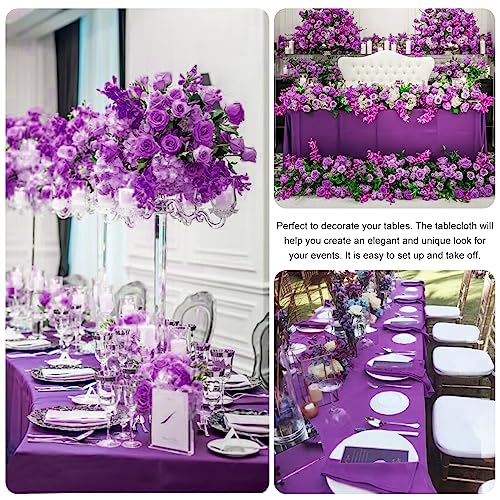Image of 4 Pack Rectangle Tablecloth 60x102 Inch Purple Washable Polyester Table Cover for Wedding Dining Table Buffet Parties Banquet Decoration(Purple)
