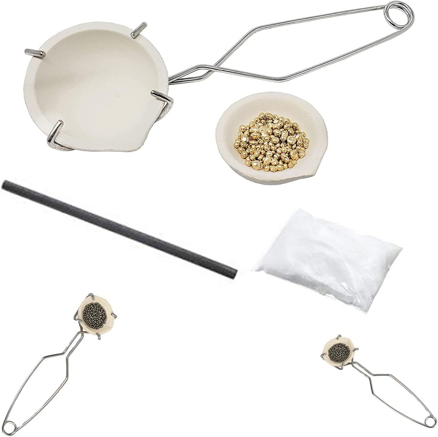 DIY Crafts 1 Pc Set, Ceramic Crucible + Borax, Borax Tong Rod Casting Torch Melting Gold Silver Crucible Gold, Silver, Copper Bras (1 Pc Set, Ceramic Crucible + Borax) As Shown 1st Image Only