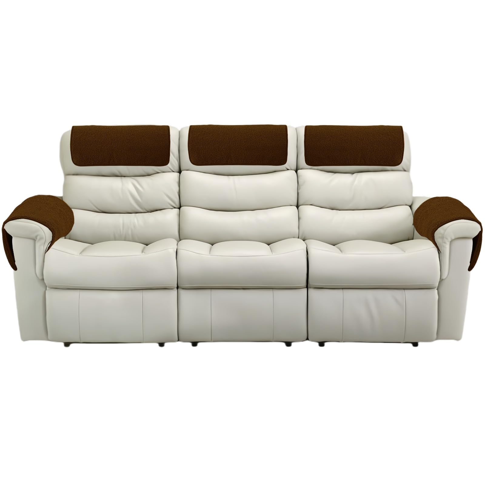 Gyhh Brown Sofa Armchair Covers For Arms, Nonslip Sofa Headrest Cover Sherpa Arm Covers With Pockets For Recliner Chair Armchair Slipcovers Furniture Protector