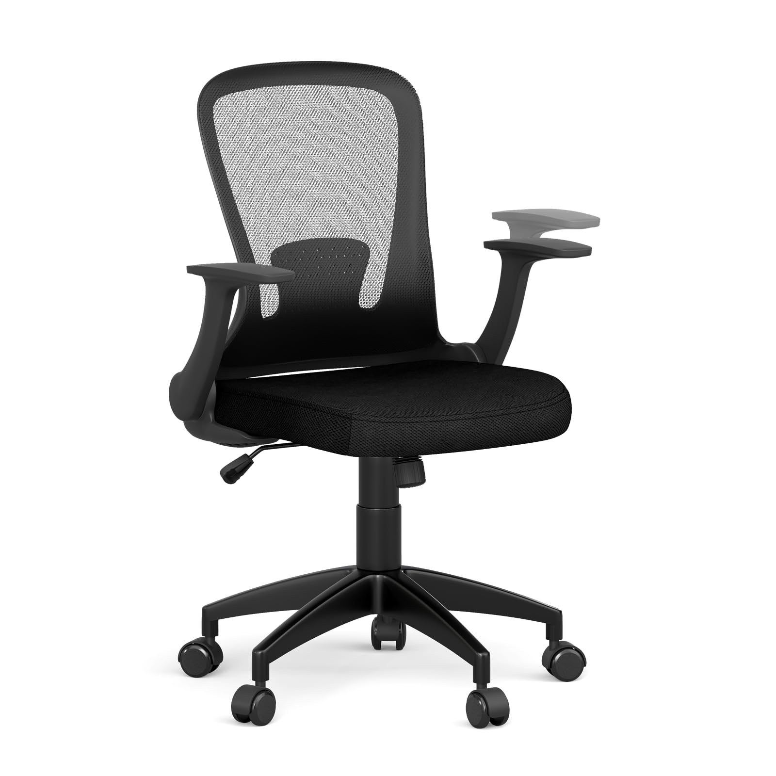 CASART Ergonomic Desk Chair, Mesh Office Chair with Flip-up Armrests & Lumbar Support, Mid-Back Swivel Chair for Home Office Study