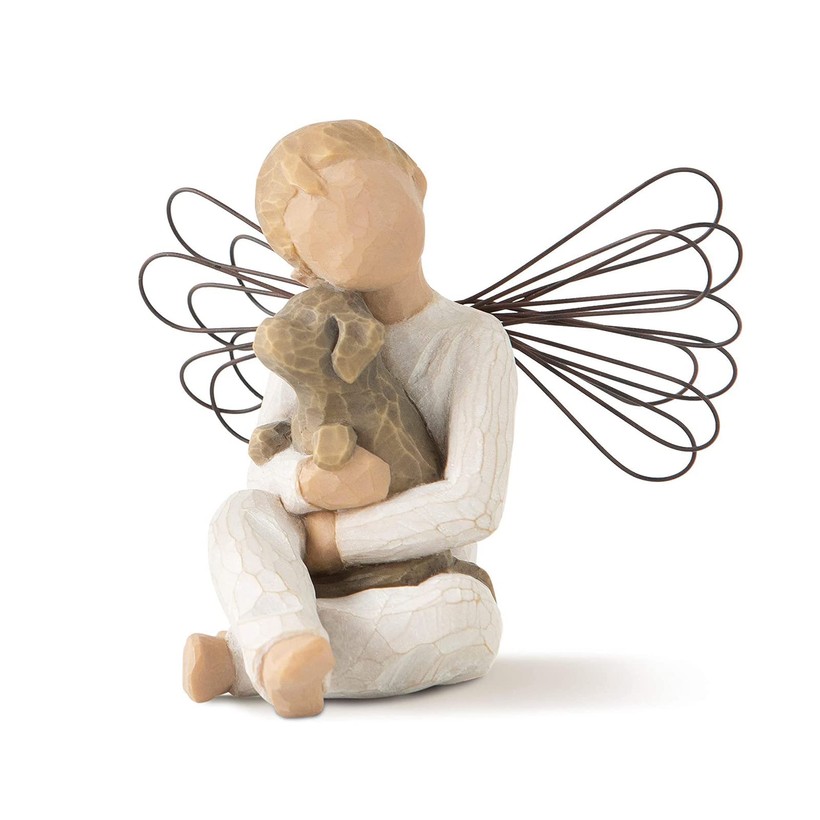 Embraces My Happiness Figurines, Angel with Wings Hugging Dog Angel Figurines Dog Remembrance Gifts for Dog Lovers (C)
