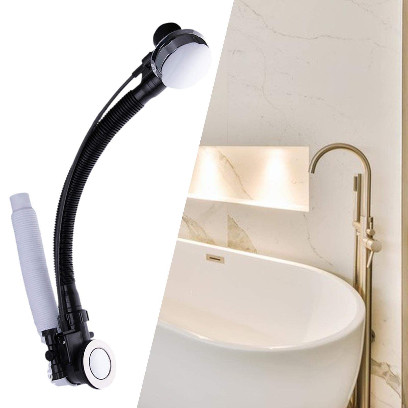 Tubo de Desagüe para Bañera, de Desagüe Universal con Rebosadero para Bañera, Desagüe Flexible para Baño, Aseo, Distancia Entre