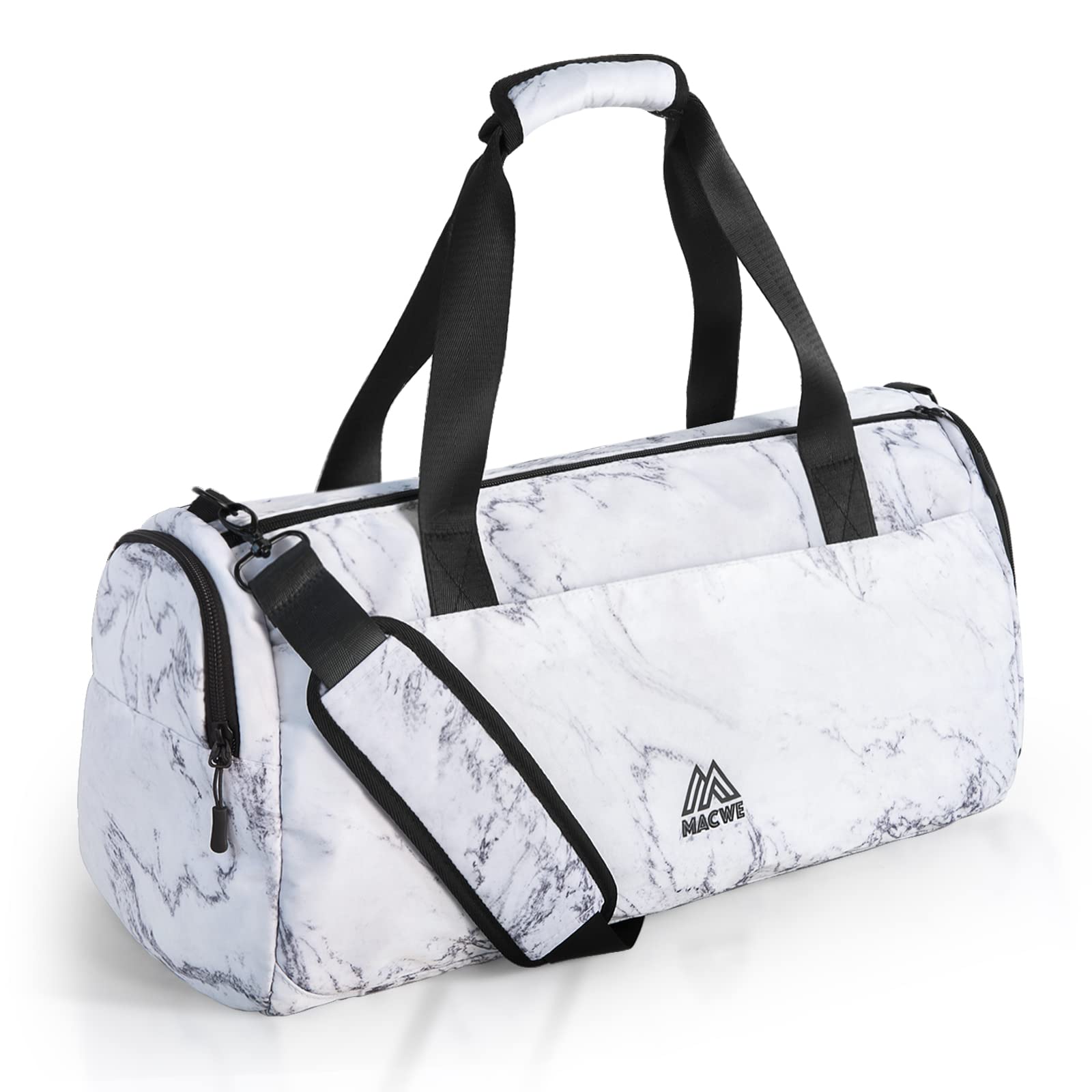 Large Gym Bag for Women with Shoe Compartment, 40L Sports Bag for Men with Wet Pocket, Lightweight Duffel Bag Travel Bag for Weekend Overnight Trips, Marble White, 20'' x 11'' x 11'', Packable Gym Bag