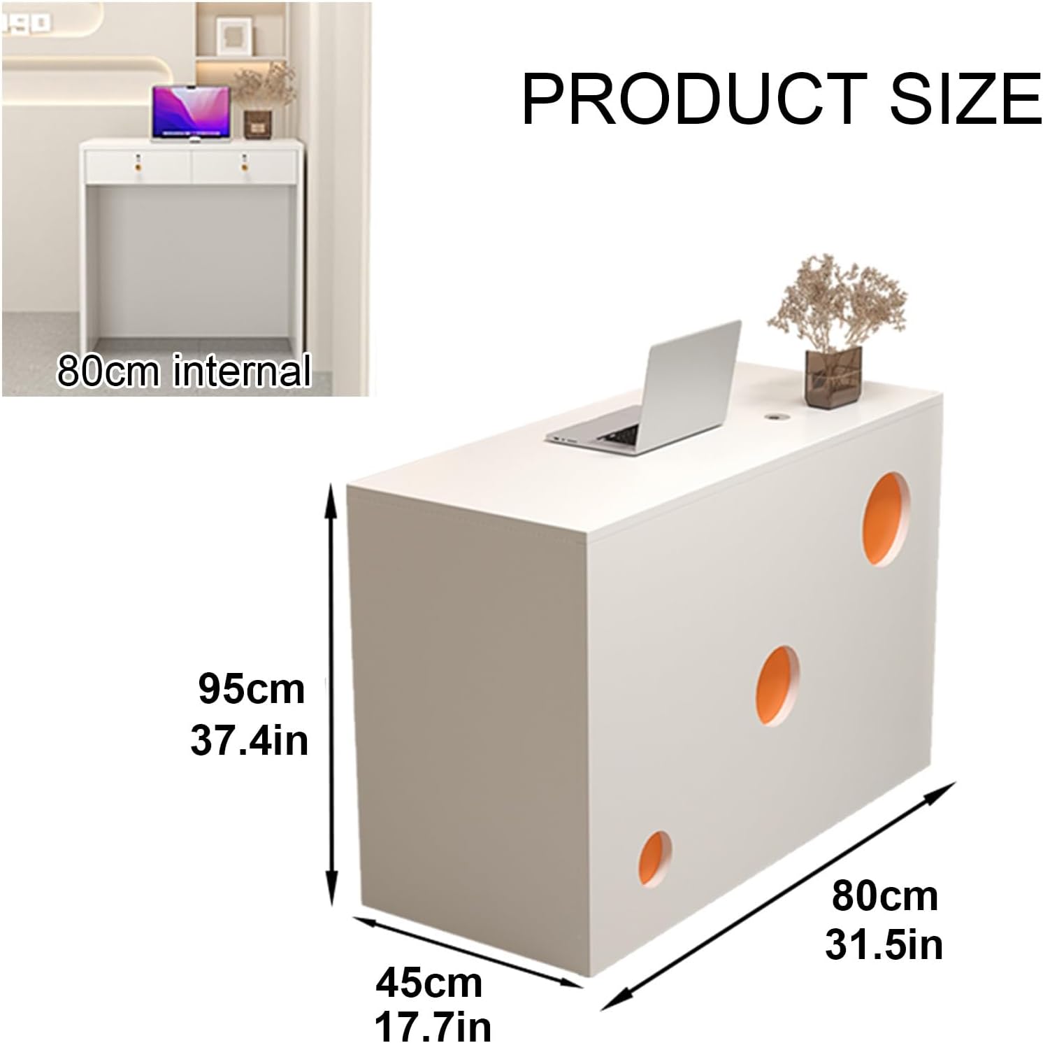 Reception Desk with Counter,Modern Front Desk with Storage Shelves,Wooden Retail Counter with Lockable Drawer,Reception Counter for Lobby Salon Home Office Desk(Yellow+Wood,L80x W45x H95cm)