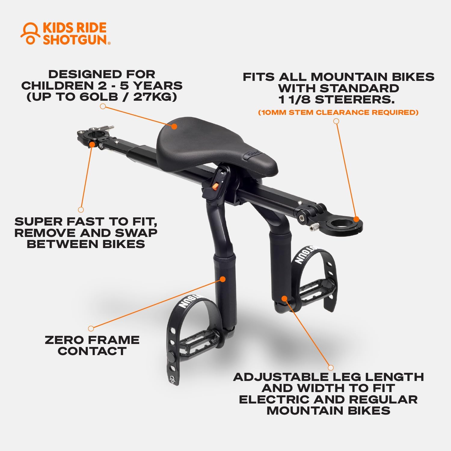 Shotgun Pro seat highlighting adjustable features