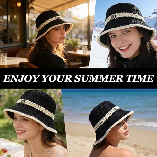 ZHAOCAI Sonnenhut Damen, Strohhut für Reise Urlaub Strand Outdoor, UV Schutz Sonnenhüte für Frauen, Faltbarer Sommerhut Sommer Strandhut