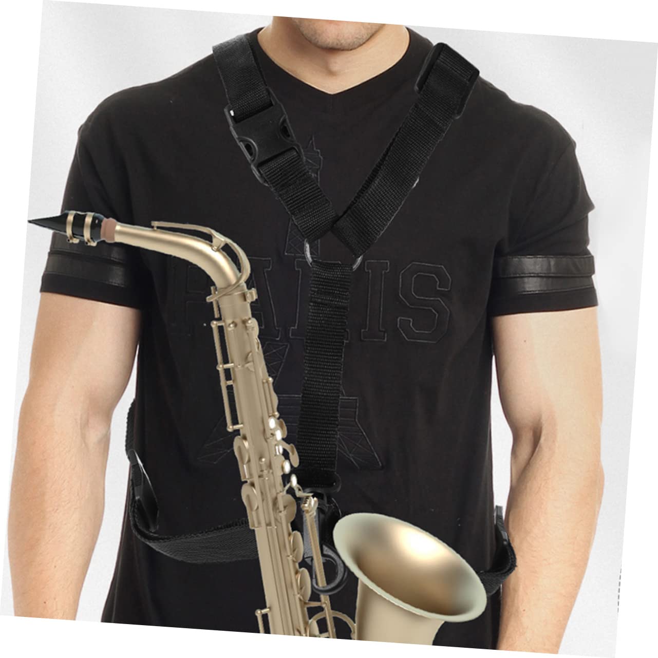 HANABASS 2pcs Adjustable Sax Harness Strap for Alto and Tenor Saxophone Comfortable Shoulder Strap Reduces Hand Pressure Durable Wear Resistant Material for Musicians