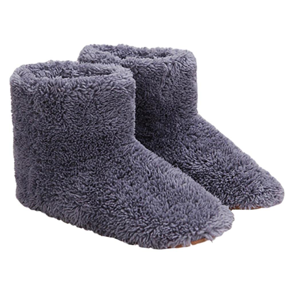 Winter Electric USB Warmer Foot Plush Heated Warm Slipper Home Shoe Grey-image-29