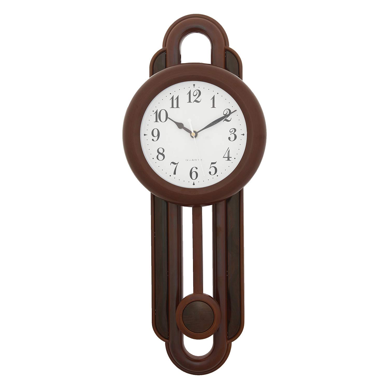 Trency Brown Round Plastic Pendulum Wall Clock
