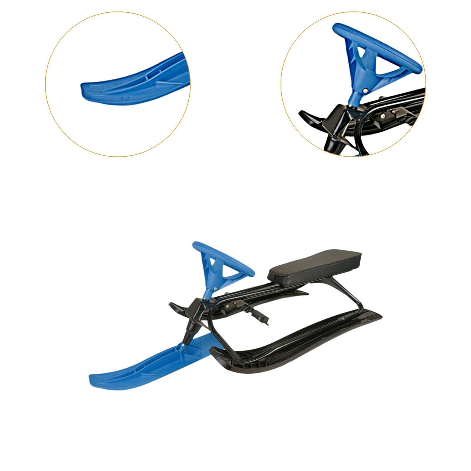 RNXRZANK Winter Sled with Steering Wheel and Brake for Outdoor Fun, Downhill Ski Slider for All Ages, Blue