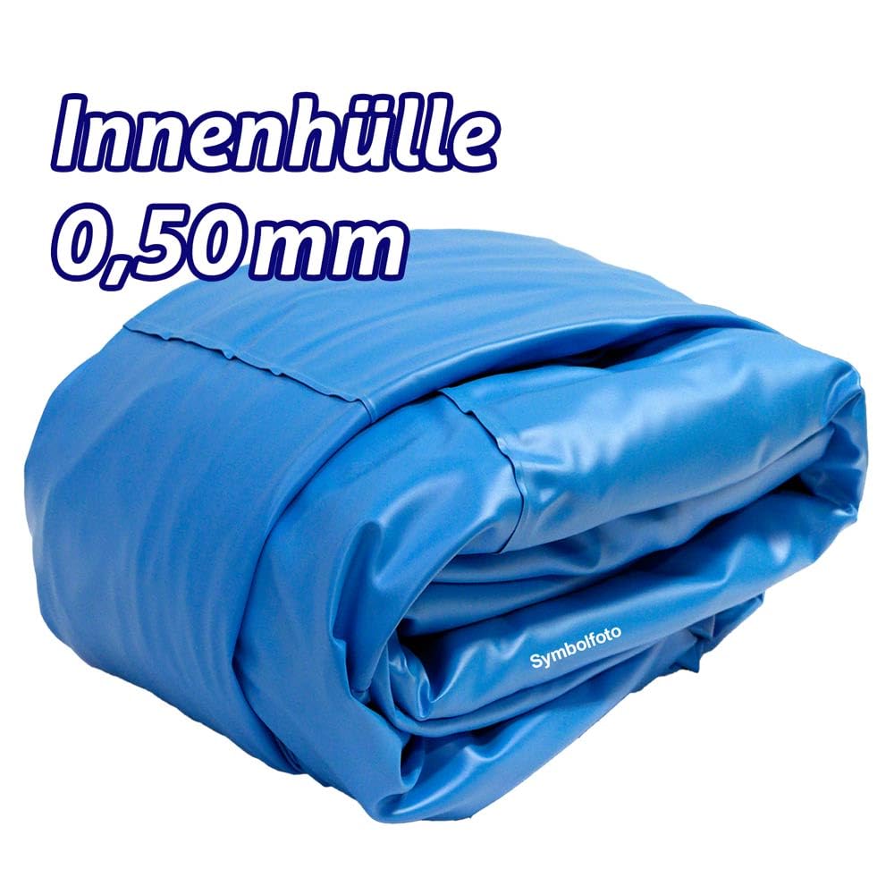 POOL Total Ersatzfolie Rundpool ohne Biese 0,50 mm Blau Ø 5,00 x 1,20 m - Überlappende Innenhülle mit Übermaß - Reißfest UV-stabilisiert kältebeständig - Für Stahlwandpool mit Handlauf