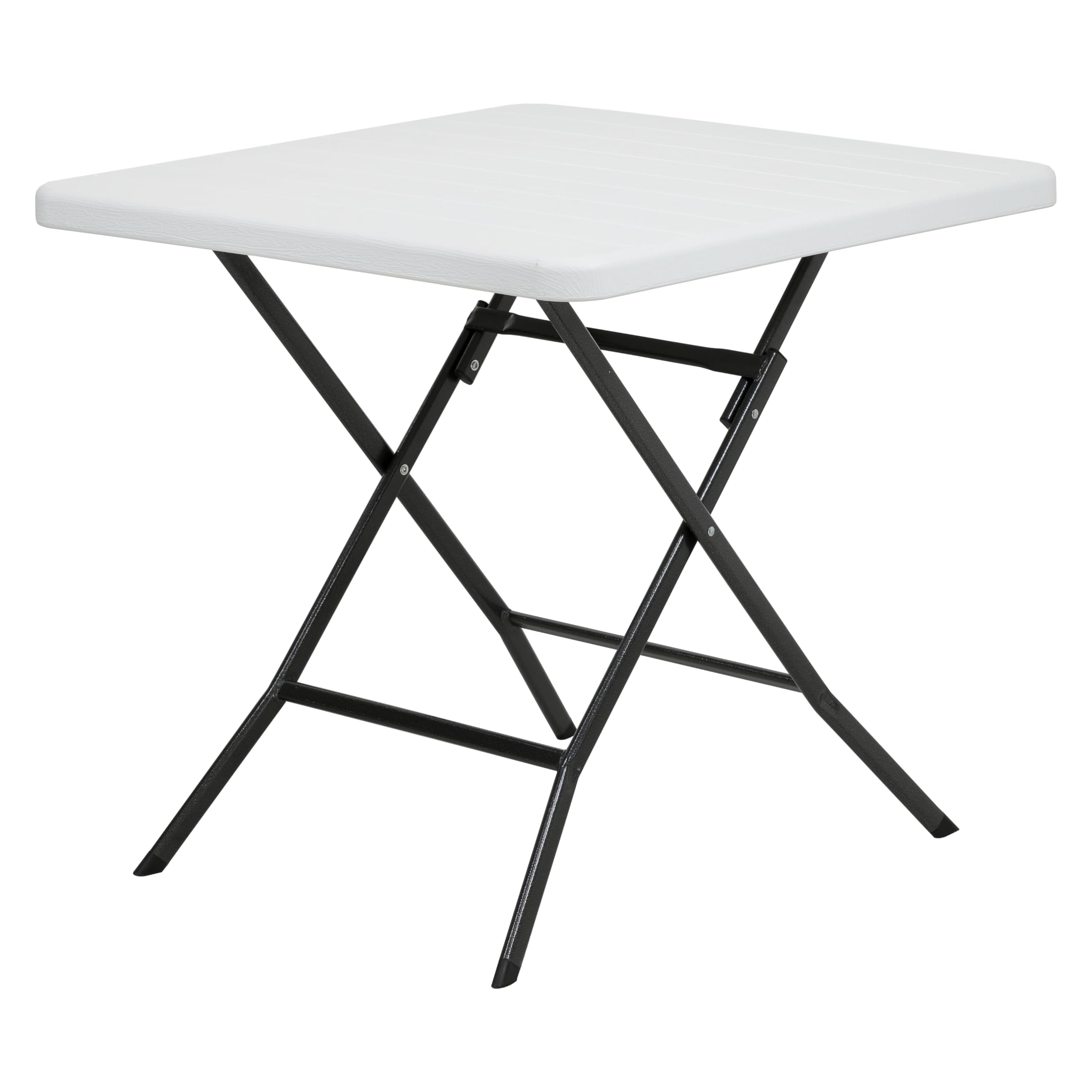 Totò Piccinni Tavolo PANAMA quadrato 78x78 da Giardino Pieghevole struttura in metallo piano effetto legno per PIC-Nic campeggio casa giardino (Tavolo, Bianco)
