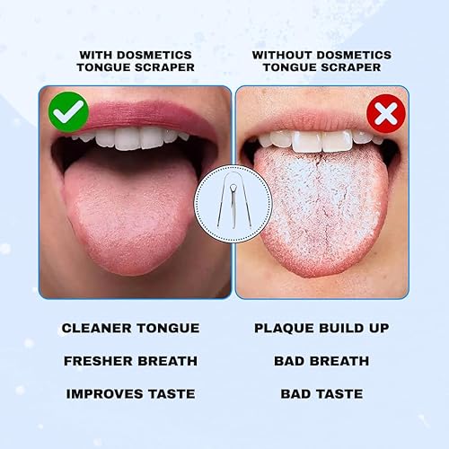 Miniatura 4 de Paquete variado de raspador de lengua, cuchara de acero inoxidable 100% de grado médico y raspadores de lengua en forma de U para adultos y niños,