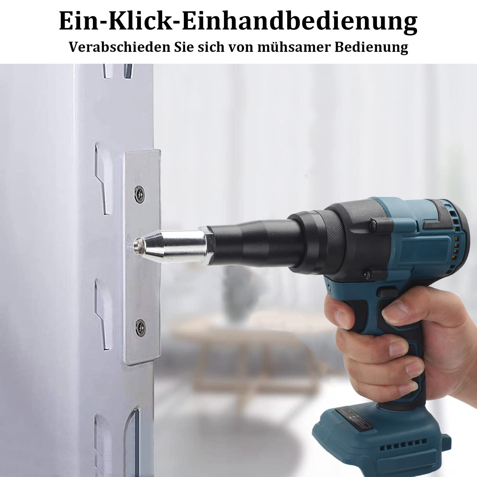 ColdShine Akku Nietzange Kompatibel Elektrische Nietzange 10000N Bürstenloses Elektrisches Nietwerkzeug Akku-Nietmutternpistole Nietpistole für 2,4-4,8mm (ohne Akku)