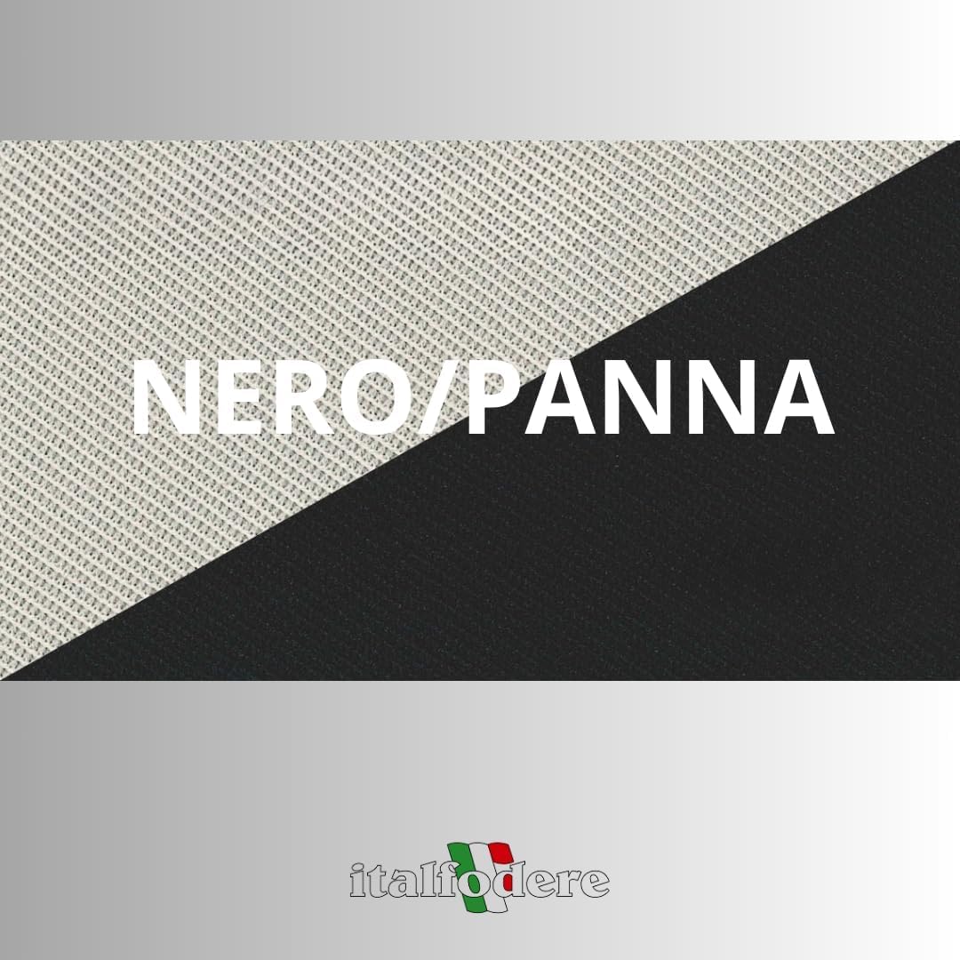 Italfodere - Coppia di Coprisedili Auto anteriori - Compatibili con Fiat 500 dal 2007 in poi - Fatti a Mano - Cotone - Gommapiuma e Poliestere - Accessori Auto Interno - Made in Italy - Nero/Panna