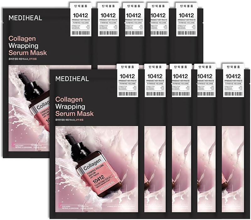 Máscara facial de sérum com colágeno MEDIHEAL, Pacote com 10 unidades