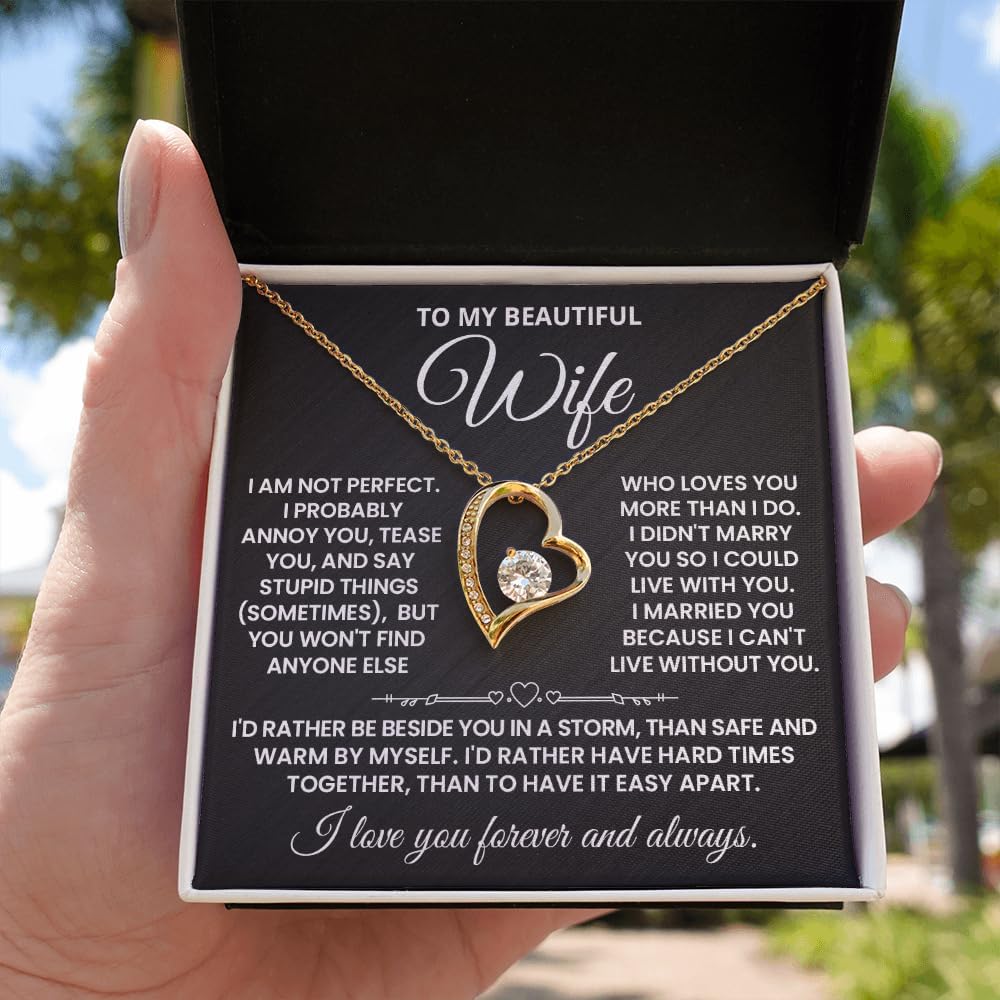 To My Wife Necklace From Husband, Necklace For Wife Anniversary Birthday Gifts From Husband, Jewelry Gifts Forever Love Knot Necklaces With Heartfelt Message & Elegant Box - Image 3