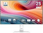 MSI PRO MP243W E14 24-inch IPS 1920 x 1080 (FHD) Computer Monitor, 144Hz, Adaptive-Sync, HDR Ready, HDMI, Display Port, VESA Mountable, Tilt, 4-Side Slim Bezel, 1ms, White