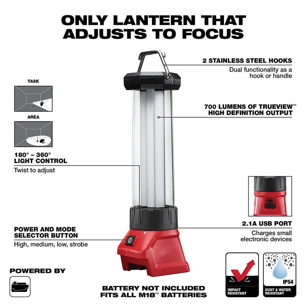 2363-20 Compatible with Milwaukee 18V USB Charging Led Lantern