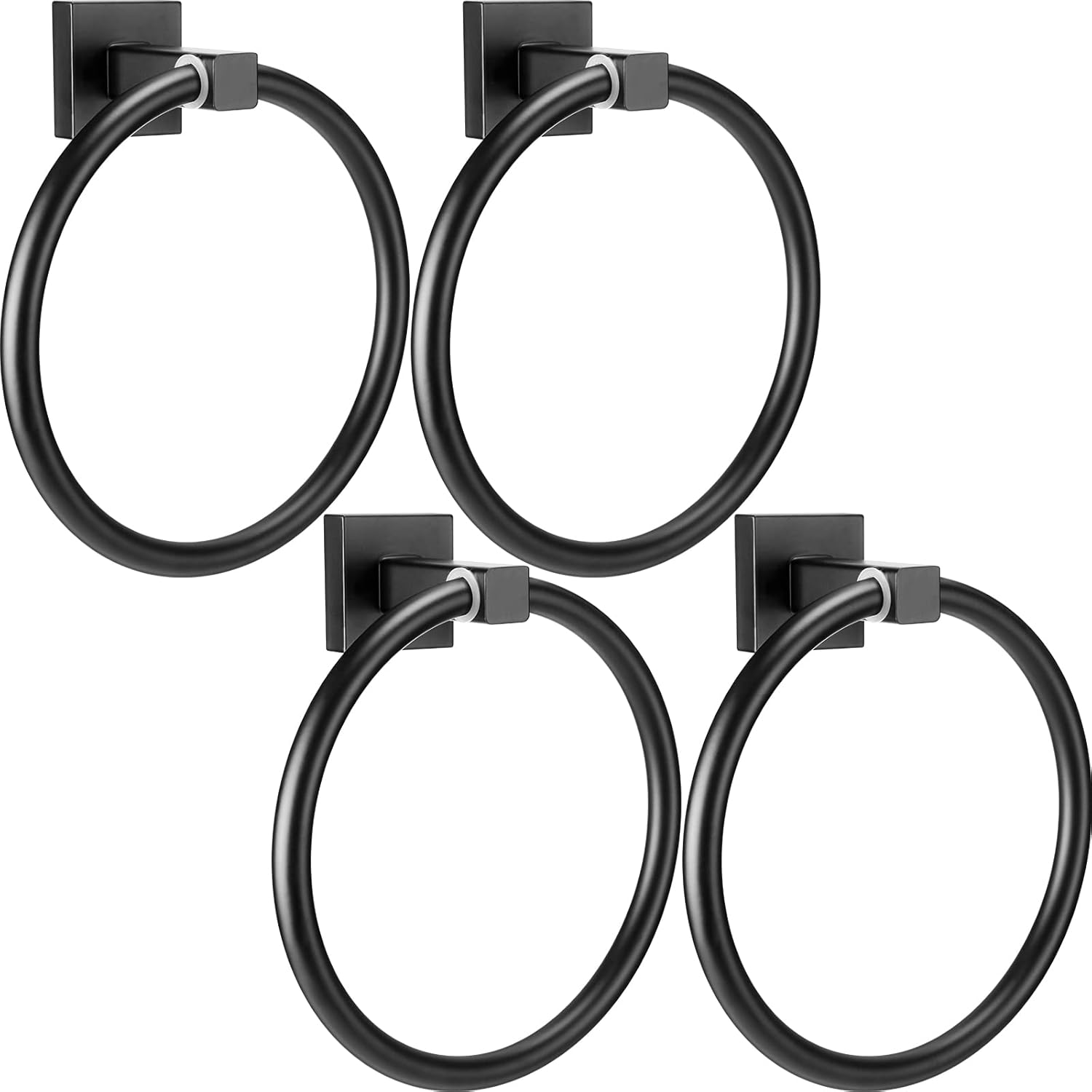 4 Pieces Matte Black Towel Ring for Bathroom Round Hand Towel Holder