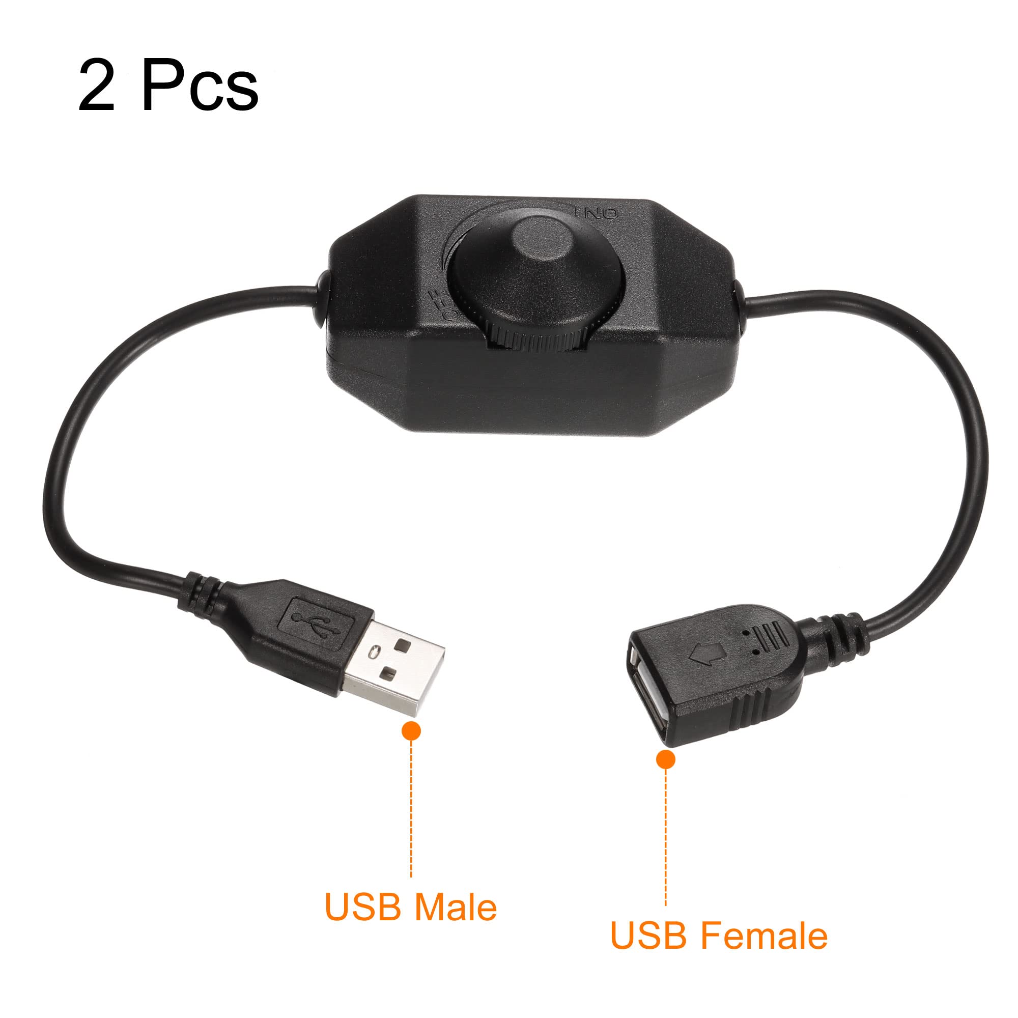 USB-Verlängerungskabel Mit Ein/Aus-Schalter – 2 Meter, Schwarz, Stecker Auf Buchse