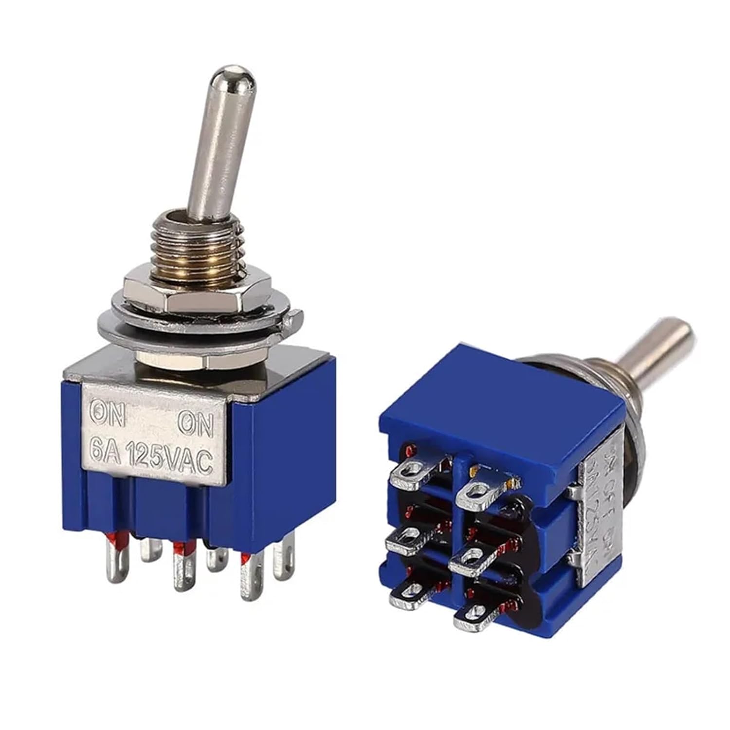 5pcs 10pcs MTS-102 103 MTS-202 203 Toggle Switch 6A 125VAC on on SPDT 6mm Switch DPDT on Off on Waterproof Cap