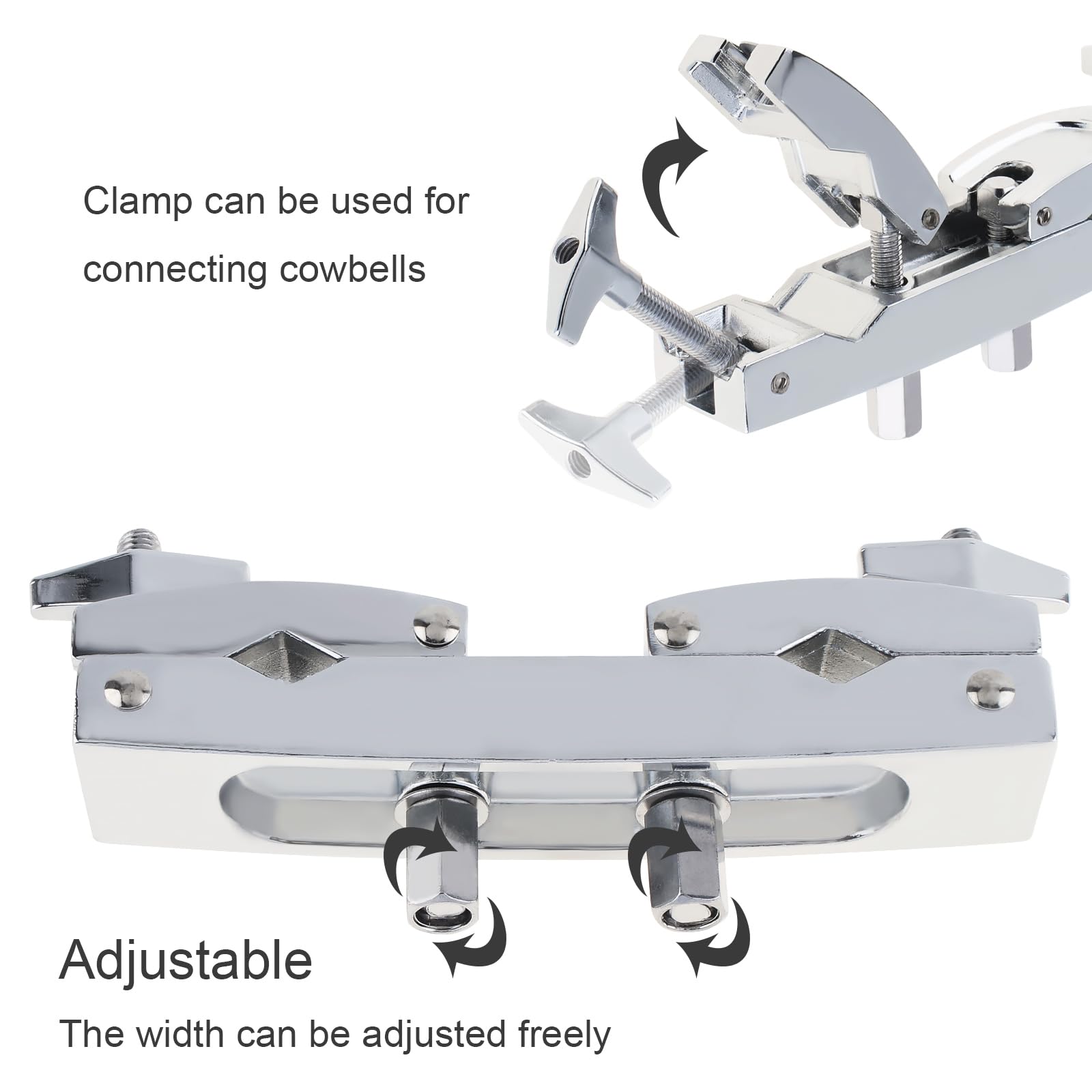 Supporto regolabile per piatti in acciaio inox, multi morsetto per tamburo, supporti e supporti per piatti, morsetto a doppia clip argento