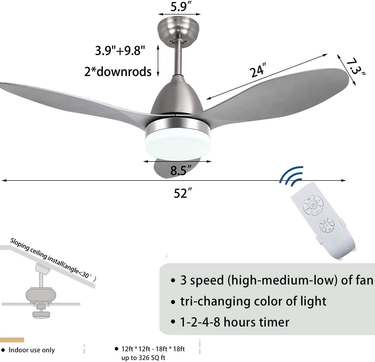 Gеt Dіѕсоunt оƒƒеr Hugger Low Profile Fandelier Ceiling Fan Chadelier Brushed Nickel Fan Light (52 in-9002)