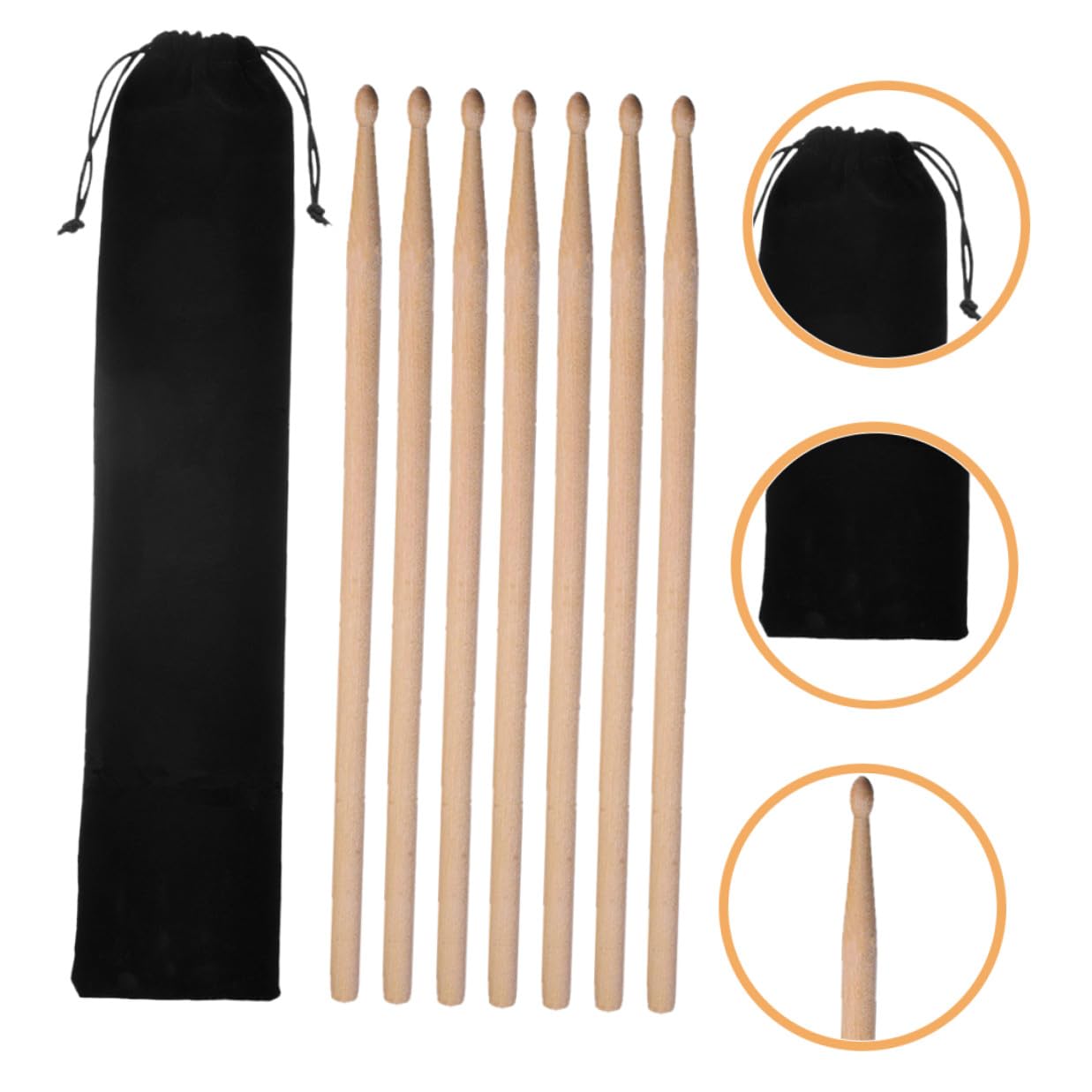 Cabilock Bacchette per Batteria in Legno Acero 2set con Borsa Morbida per Principianti e Professionisti