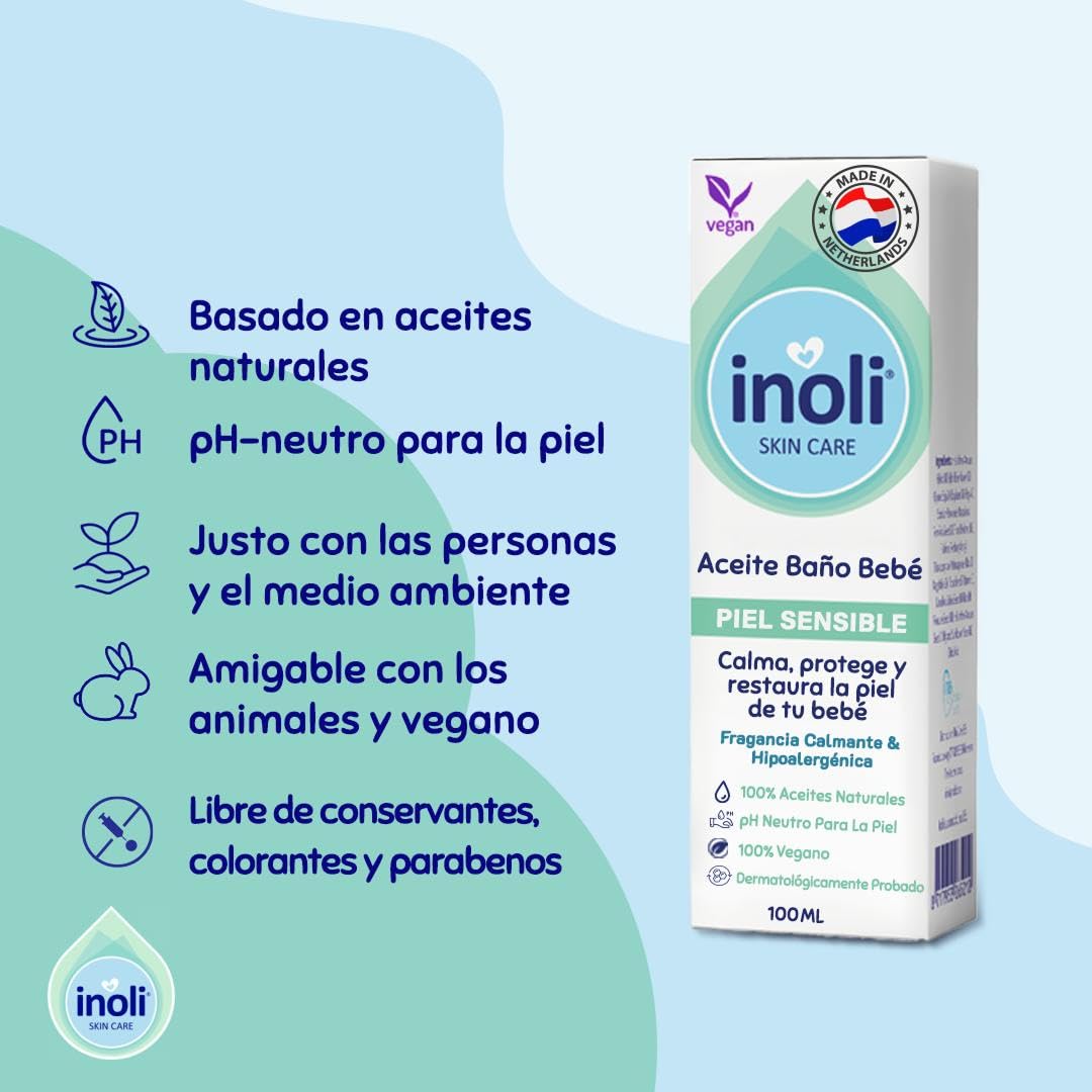 Aceite de Baño para Bebés | pH Neutro para la Piel | Aceite de Baño con 6 Aceites Naturales | Soja, Girasol, Macadamia, Camelina, Aceite Vegetal & Vitamina E | 100 ml