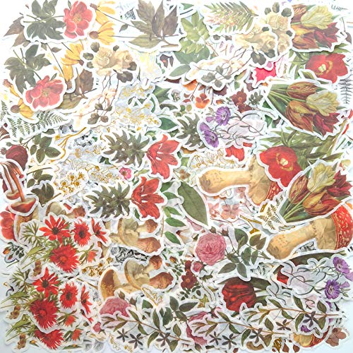 NAXIEE Juego de 240 pegatinas grandes con diseño de flores de año para decoración de plantas, pegatinas Washi, para álbumes de recortes, manualidades, álbumes, planificadores, portátiles y calendarios Cover